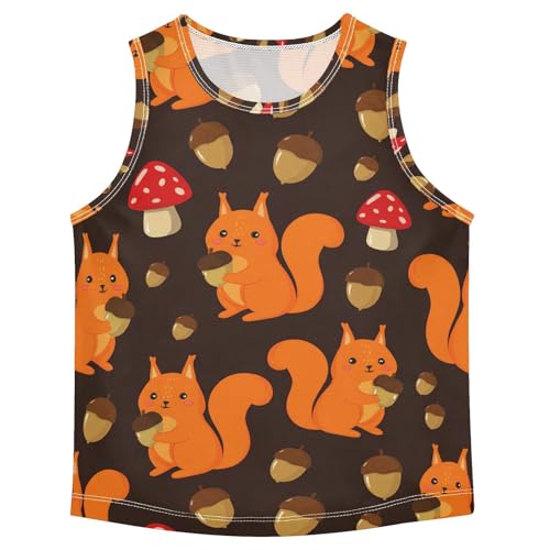J JOYSAY Acorn Mushroom Squirrel Brown Boys Tank Top Sleeveless Muscle Shirts Quick Dry Kids T-Shirts 3-15T