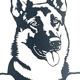 AB Tools Deutsche Schäferhund-Silhouette aus schwarzem Metall mit Befestigungsplatte