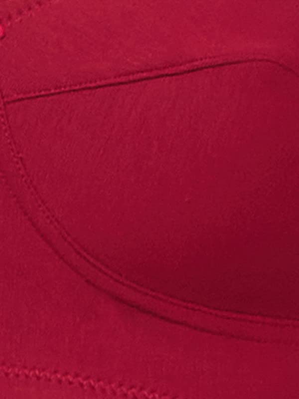Image of Clovia Women's Cotton Spandex Solid Non-Padded Full Cup Wire Free Everyday Bra - Dark Red