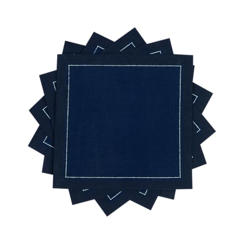 Signature Napkins CO11-409/DW200-50 4.5" x 4.5" Reusable 100% Cotton Cocktail Napkin, Midnight Blue