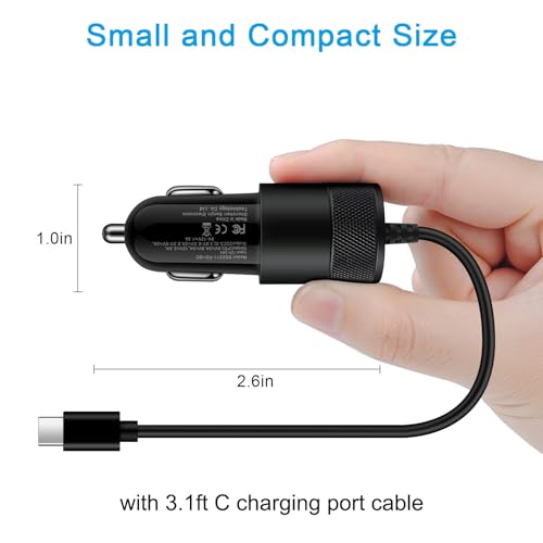 Image of Fast Car Charger Adapter for Motorola Razr Ultra 2025, Edge, Edge+, Edge Plus, 2025 2024 2023 2022, Moto G Stylus Power Play 2025 2024 5G, USB C Vehicle Phone Auto Automobile Plug with 3ft Cable