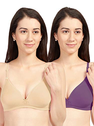 Image of SONARI Omania Womens Non-Padded Cotton Polyester Bras - Solid, Non-Wired, Medium Coverage, Hand Washable (Pack of 2)