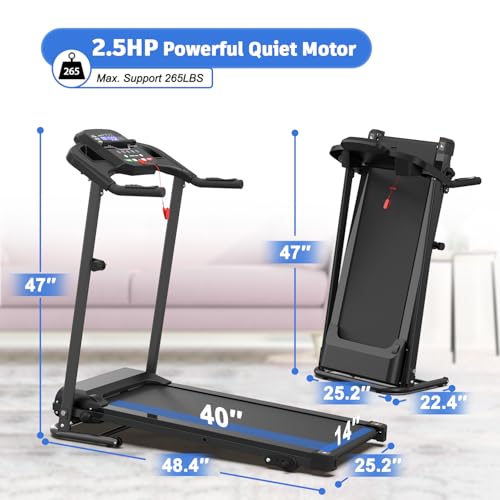 Image of Compact Home Treadmillwith 3-Level Manual Incline, 2.5HP Motor Running Treadmill for Home, Heart Rate Sensor, 0.5-7.5 MPH Speed, LCD Display, 265LBS Capacity for Workout & Fat Loss