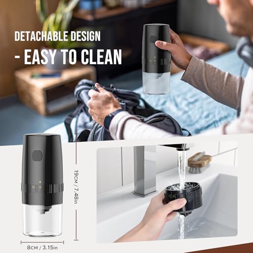 Electric Coffee Bean Grinder - Portable USB Rechargeable Spice and Pepper Mill with Adjustable Coarseness for Kitchen, BBQ, Restaurant (Black) - Image 9