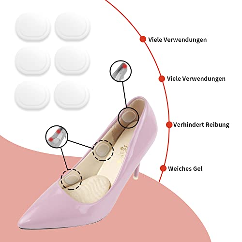 Antirutsch Einlagen Fußpflaster Set, Linderung von Fußschmerzen Geleinlagen, Antislip Silikon Einlegesohlen für Absätzschuhe (Transparent)
