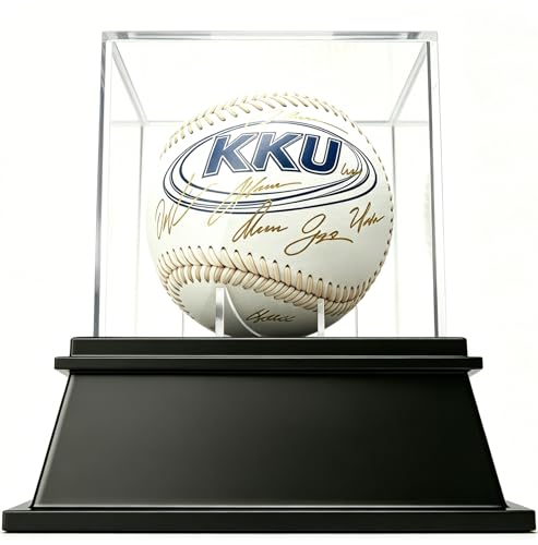 Image of KKU Baseball Display Case, Baseball Holder for Ball Display Cube Box, UV Protected Acrylic Baseball Storage Official Size Box , Memorabilia Display Case for Baseball, Pickleball, Tennis