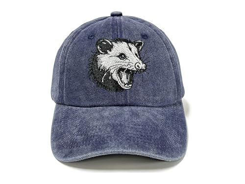 Image of Opossum Possum Hat for Men Women, Embroidered Adjustable Dad Cap | Animal Lover Gift Idea, Outdoor Casual Wear Cap, Soft Washed Cotton, Adjustable Fit Closure