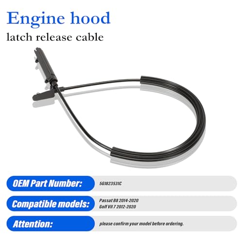 Anlseiod 5G1823531C Seilzug Motorhaubenzug Motorhaubenseil für VW Golf 7 2012-2020 Passat B8 2014-2020 Motorhaubenöffner Seilzug motorhaubenseil Golf VII