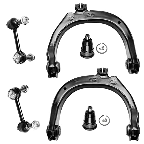 Image of Detroit Axle - Front 6pc Control Arms Kit for Chevy Trailblazer EXT SSR GMC Envoy XL XUV Saab 9-7x Buick Rainier Ascender Bravada, 2 Upper Control Arms 2 Ball Joints 2 Sway Bar End Links Replacement