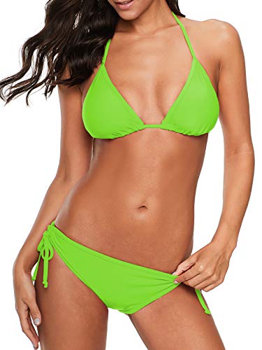 Image of Century Star Women Cute String Triangle Bikini Sets - Swimsuits Two-Piece Tie Side Adjustable Ties Halter Bathing Suit