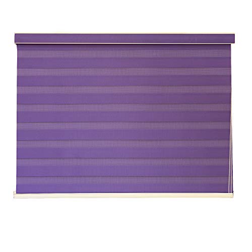 Image of ZEBRA BLINDS Polyester Zebra Blind for Windows Dual Layer Zebra Roller Shades Light Filtering Sheer Window Treatments Privacy Light Control for Day and Night, Color Lavender, W90XH130CM