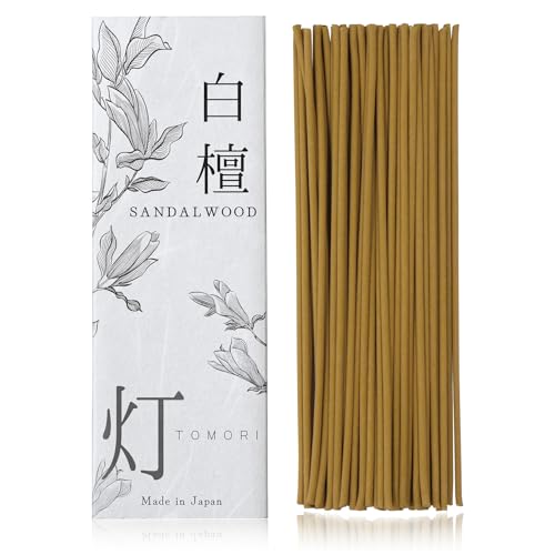 Sandalwood Premium Japanese Incense Sticks 60sticks Coreless Low Smoke Natural Charcoal Free Non Toxic Temple Kyoto Aroma Aromatherapy Meditation Calming Stress Relief Relaxation Yoga Zen TOMORI