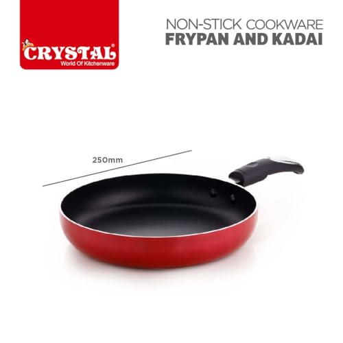 Image of Crystal Platinum Series 2 pcs Nonstick Cookware Set | 250mm Kadai + 250mm Fry Pan with Stainless Steel Lid | Thickness- 3mm | Metal Spoon Friendly