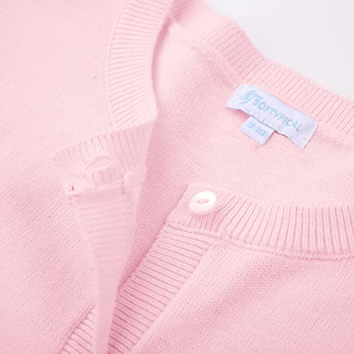 Kids Girls Crewneck Cardigan Long Sleeve Button Uniform Sweater Cute Warm Knit Sweaters Coat 3-12 Years，Pink，7-8Years #TOP7