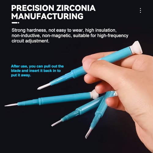 Uadme Ceramiczny śrubokręt o regulowanej częstotliwości, 4 szt. antystatyczny, nieprzewodzący, niemagnetyczny, precyzyjny zestaw śrubokrętów krzyżowych do regulacji obwodu (1,3/1,8/2,6/2 mm)