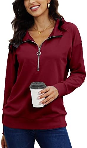 SMENG Women's quarter zip pullover Long Sleeve Sweatshirts women Fashion solid color clothes Tops 2 SMENG Women's quarter zip pullover Long Sleeve Sweatshirts women Fashion solid color clothes Tops