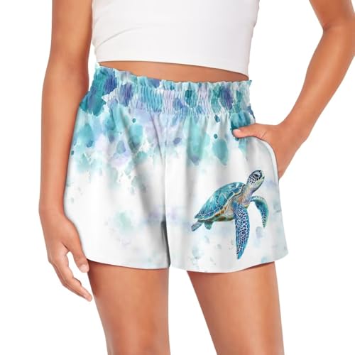 Tongluoye Shorts para meninas de 1 a 16 anos, roupas infantis de cintura alta atléticas com bolsos,