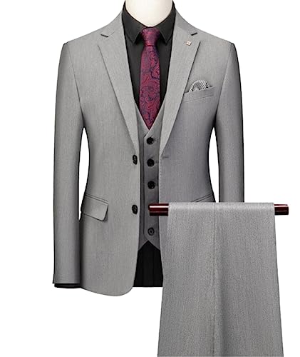 L'MONTE 3-Piece Slim Fit Suit Blazer Set (Gray) LIGHT GREY - Image 3