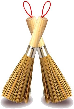Ximito 2 Pack Cleaning Whisk Traditional Natural Bamboo Wok Brushes Dishwashing Kitchen Tools Traditional Natural Bamboo Cleaning Brushes
