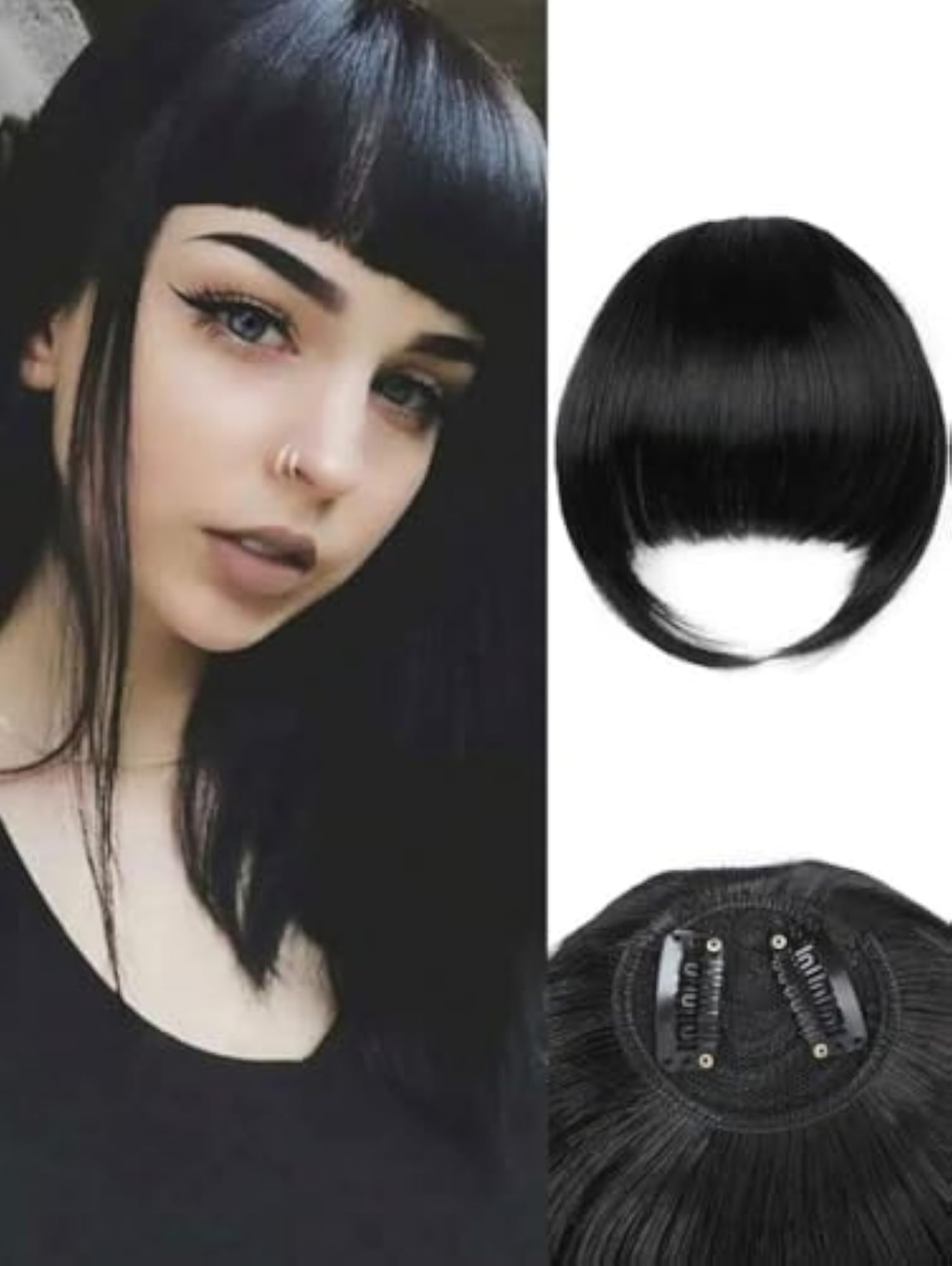 Front Bangs Clip On Hair Extensions, For Women