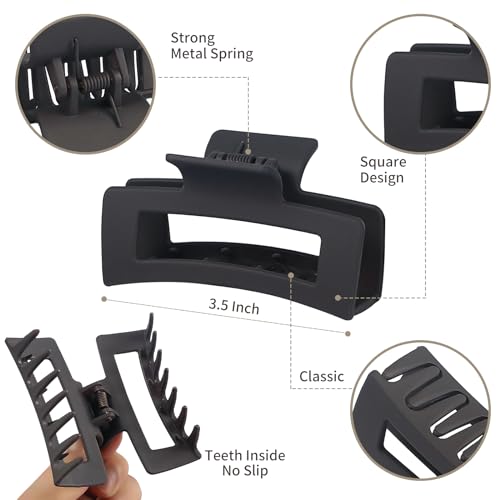 image for Sisiaipu 3.5 Inch Hair Clips - 12 Pcs Square Jaw Clips for Thick and T