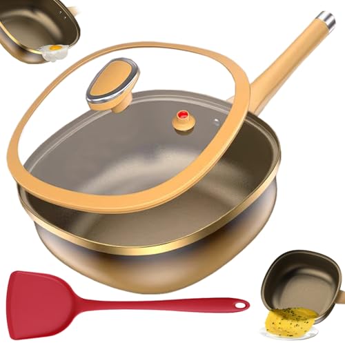 12in Titanium Alloy Non-Stick Pot with Lid, Titanium Pans for Cooking, Non-Stick Cooking, 20cm Heat-Resistant Handle, for Frying Stir-Frying Stewing Braising Cooking Methods (Pot + Lid)