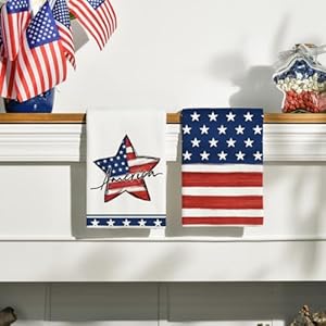Artoid Mode American Flag Stars Patriotic 4th of July Kitchen Towels Dish Towels, 18x26 Inch Seasonal Summer Decoration Hand Towels Set of 2 Artoid Mode American Flag Stars Patriotic 4th of July Kitchen Towels Dish Towels 18×26 Inch Seasonal Summer Decoration Hand Towels Set of 2