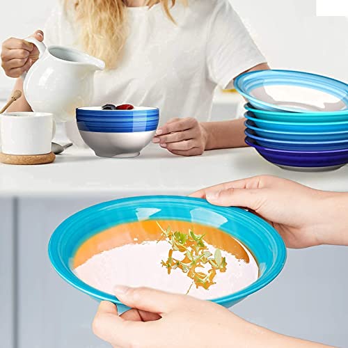Reomore 10.5 Inch Plate Set Of 6, 25 Oz Cereal Soup Bowls Set Of 6 And 28 Oz Pasta Bowls Set Of 6, Bundle Sales Of 18 Pcs #TOP2