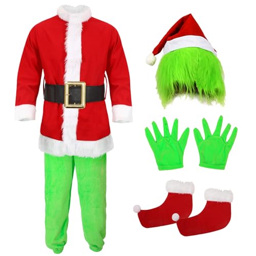 Disfraz Completo de Monstruo Verde Navideño para Niños