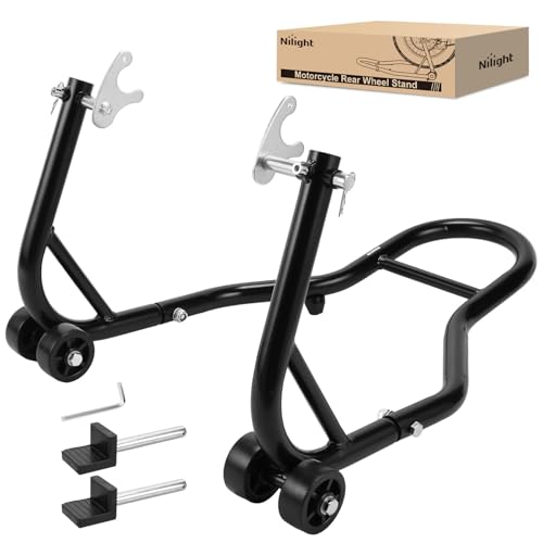 Image of Nilight Universal 850lbs Motorcycle Rear Wheel Lift Stand | with U + L Fork for Suzuki Yamaha Honda Kawasaki, Black