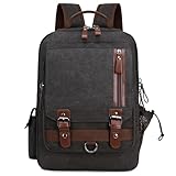 [Mygreen] リュック バックパック 15.6インチPC対応 薄型 帆布 撥水加工 通勤 出張 旅行 通学 メンズ (黒)