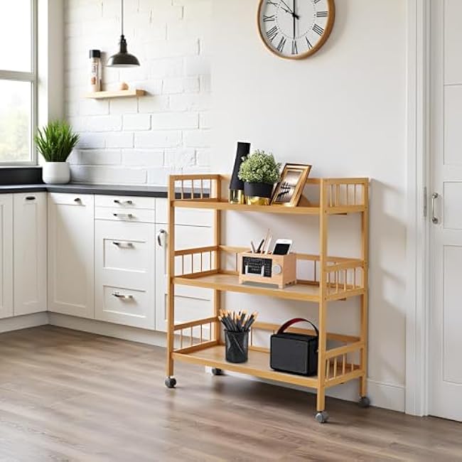 3 Tier Rolling Cart, 27.5¡Á11.8¡Á32.3 Portable Removable Kitchen Trolley with Universal Wheels, Storage Organizer Utility Cart for Living Room Kitchen-AVBHvqoq