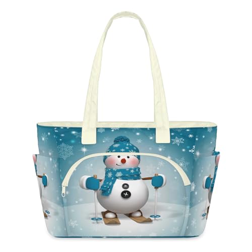 Sac fourre-tout hiver bonhomme de neige pour vos voyages, cabas rembourré idéal pour le shopping de Noël