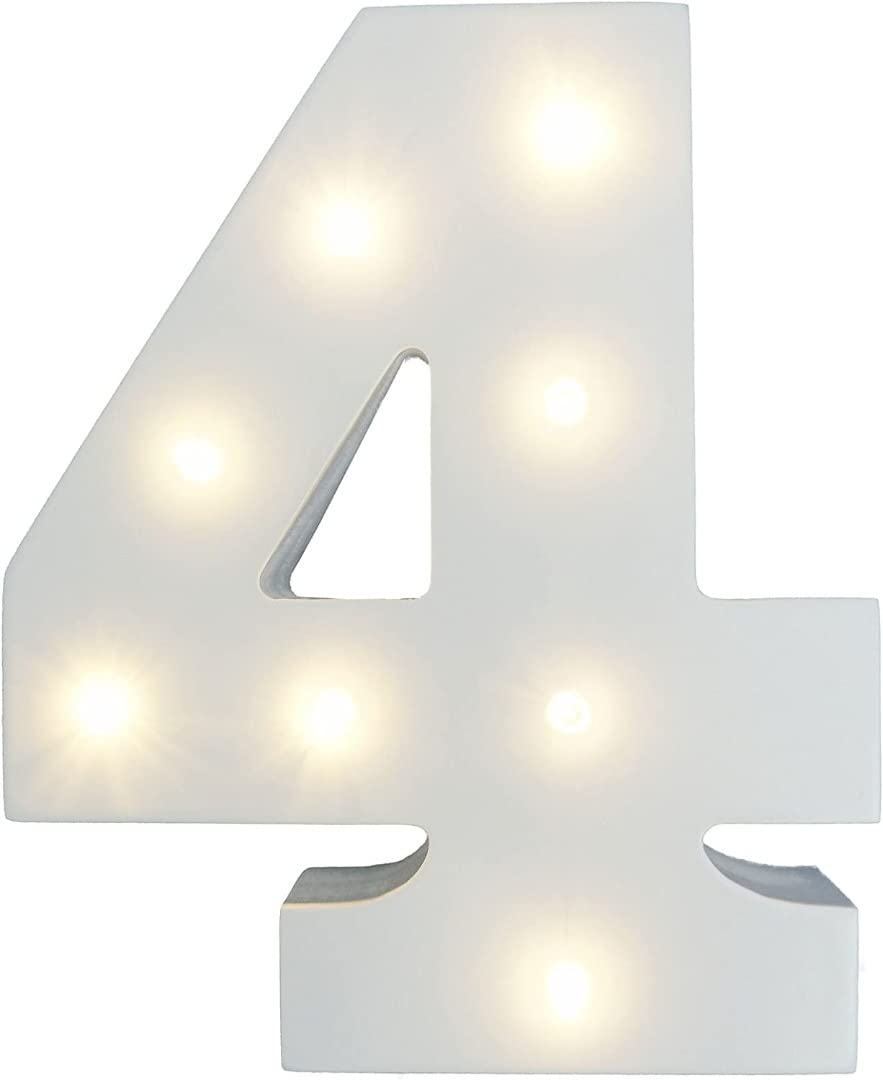 Your Name in Lights - White Wooden Light Up Number Wedding Baby Standing or Wall Mounted Decoration (4)