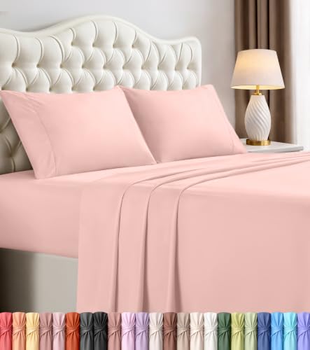 Image of Utopia Bedding Queen Size Sheet Set - 4 Piece Bed Sheets, Soft and Breathable Microfiber, Includes 1 Fitted Sheet, 1 Flat Sheet and 2 Pillowcases - Oeko Tex (Tea Pink)