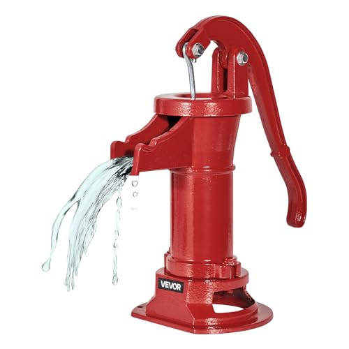 Image of VEVOR Well Hand Pitcher Pump, 25 ft Maximum Lift, Antique Cast Iron Manual Hand Water Pump, NPT 1-1/4 in Connection, Easy Installation, Old Fashioned for Outdoor Garden, Pond, Backyard, Farm, Red