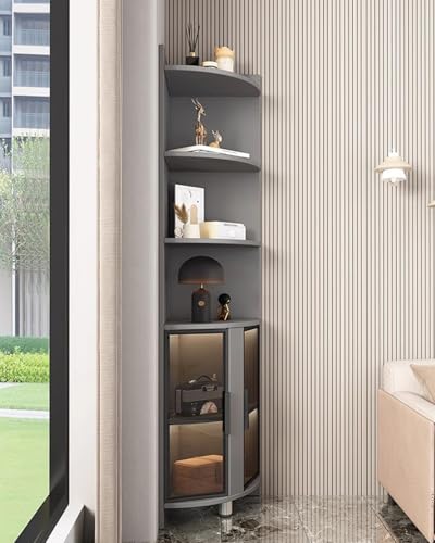 Elegante vitrina de cristal esquinera con...