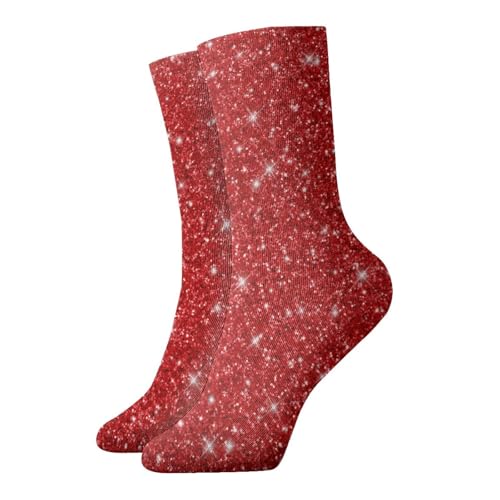 WINCCOR Red Ombre Glitters Socks Crew Dress Socks Fashionable Printed Sock Unisex Everyday Sock 12 Inch