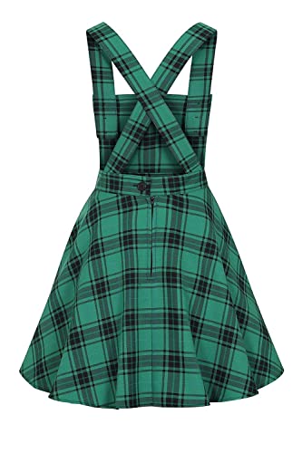 Hell Bunny Brittany Tartan Plaid Pinafore Dress (2X, Green) #TOP2