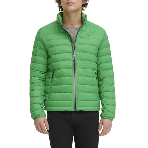 Image of Tommy Hilfiger Mens Embroidered Logo Puffer Jacket