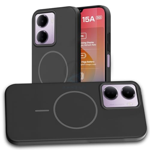 Image of AESTMO Shockproof Back Case Cover for Redmi 15A 5G | Slim Hard Shell | Hard Back Cover for Redmi 15A 5G (Compatible with MagSafe Accessories, Black)