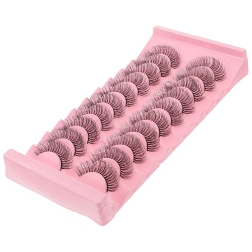 TOYZFRIENDY 10 Pestañas Postizas Rizadas Naturales Extensiones Maquillaje Mujeres Ligeras Suaves Kit Accesorios Ojos