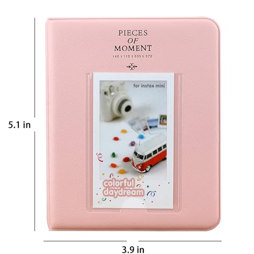 Image of ZENKO 64 Pockets Photo Album for Fujifilm Instant Mini 13 /12 /11 /9 /8 /SE /41 /99 /Evo /Liplay Instant Camera /Mini Link Printer, Polaroid Snap Touch Mint Zip Instant Camera Printer- Blush Pink