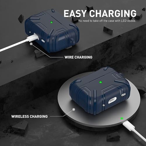 Image of Mizi Rugged Case for Air Pods Pro 2nd Generation 2022 /2023 (USB-C /Lightning Cable) / Air pod Pro 2019 Release, Hard Protective Cover - Blue