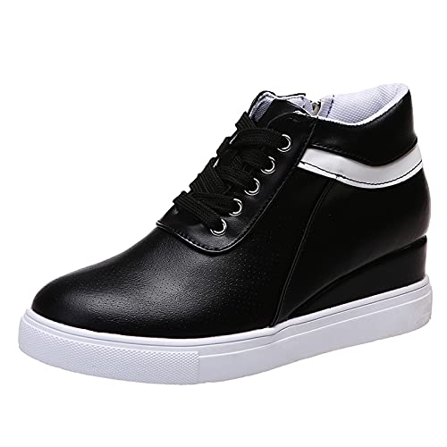 Woaikeyu Compensé - Zapatillas de deporte para mujer, con cremallera y cremallera, Negro , 39 EU