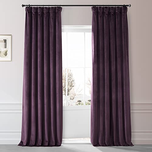 Image of HPD Half Price Drapes Signature Plush Velvet Blackout Curtains for Bedroom (1 Panel), 50W X 108L Hotel Black Out Curtains for Living Room, Thermal Insulated Blackout Curtains for Windows, Plum Blossom