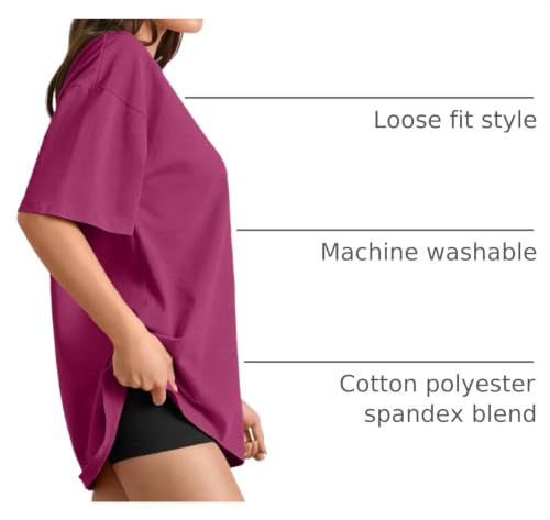 Image of Trendy Queen Womens Oversized T-Shirts Short Sleeves Workout Tops | Casual Summer Gym Tees Plus Size Fashion Clothes 2026