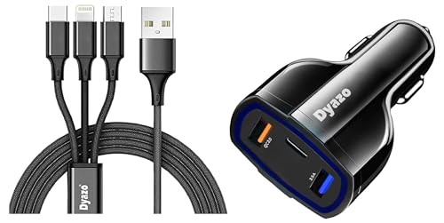 Image of Dyazo 36w Car Charger with 3 in 1 USB Cable for All Smartphone, iPhone and Tablet