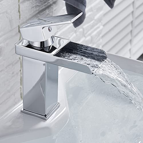 Mitigeur cascade salle de bain en acier inoxydable chromé durable