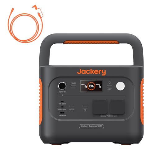 Jackery Explorer 1000 v2 Tragbare Powerstation mit 5M DC Solarpanel Verl?ngerungskabel, 1070Wh LiFePO4 Solargenerator, 1 Std. Schnellladung, LFP Powerstation für Outdoor Camping, Wohnmobil, Notfall